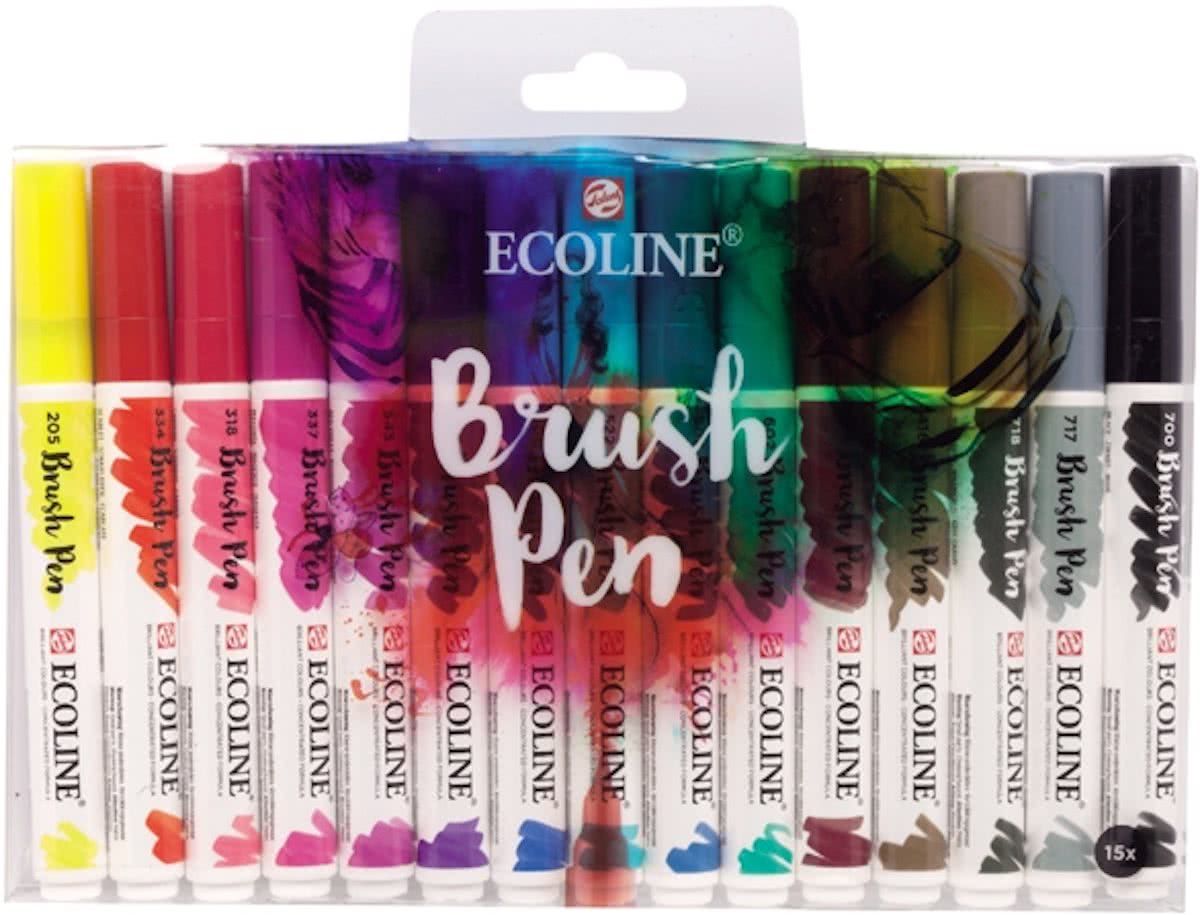 Talens Ecoline - Brush Pen Penseelpen Penseelstift - Set 15 kleuren