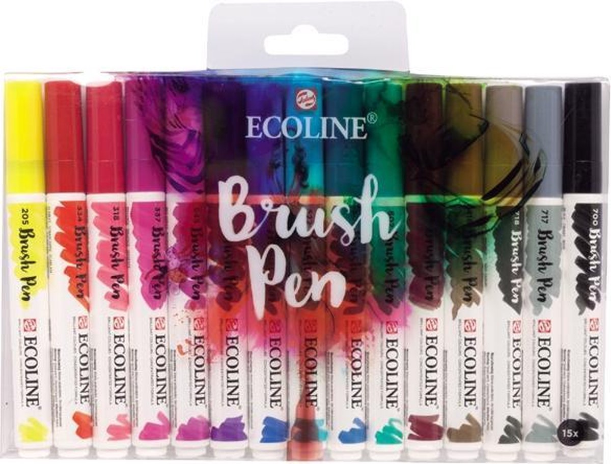 Talens Ecoline - Brush Pen set - 15 stuks - Assorti