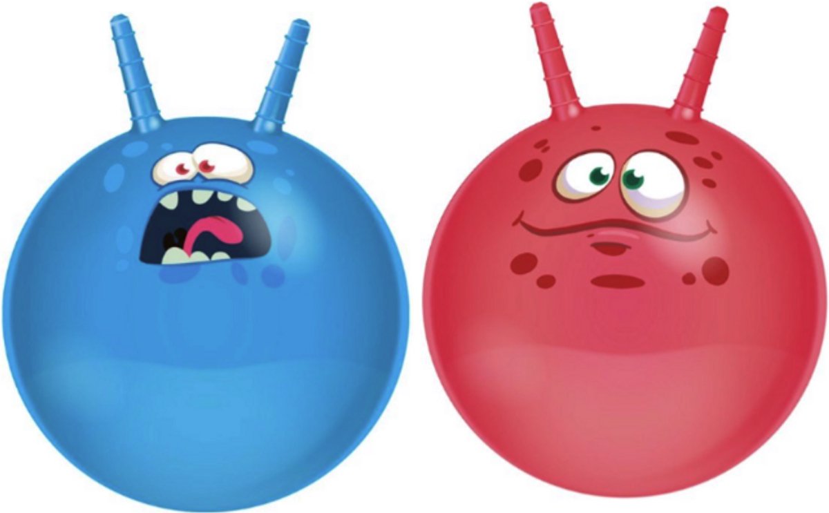 Eddy Toys - 2 stuks - Skippybal Blauw & Roze - Verjaardag cadeau Skippybal – ø 45 cm – Skippyballen – Peuter – 3 Jaar – Buitenspeelgoed voor Jongens en Meisjes