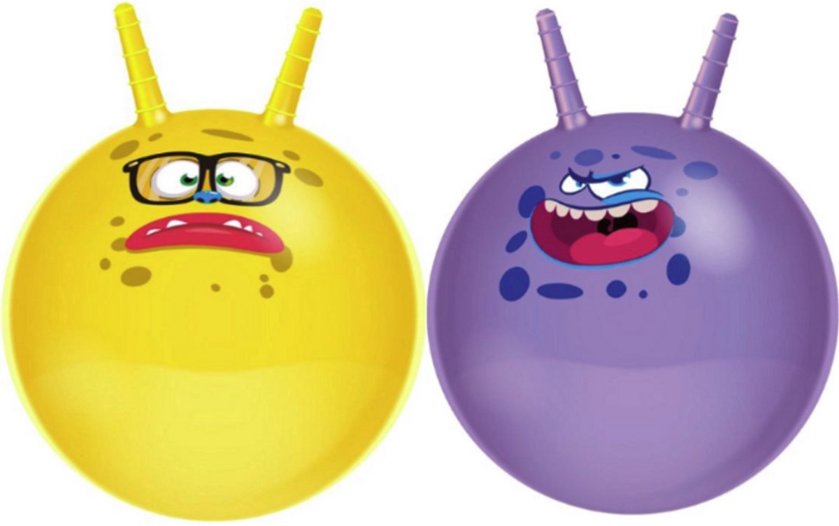 Eddy Toys - 2 stuks - Skippybal Geel & Paars - Verjaardag cadeau Skippybal – ø 45 cm – Skippyballen – Peuter – 3 Jaar – Buitenspeelgoed voor Jongens en Meisjes