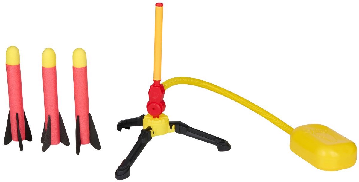 Eddy Toys Raket Speelgoed – Foam Raket met Luchtdruk Pomp – Stomp Rocket Set voor Kinderen – 3x Foam Raketten van 25cm – Buiten Speelgoed vanaf 4 Jaar