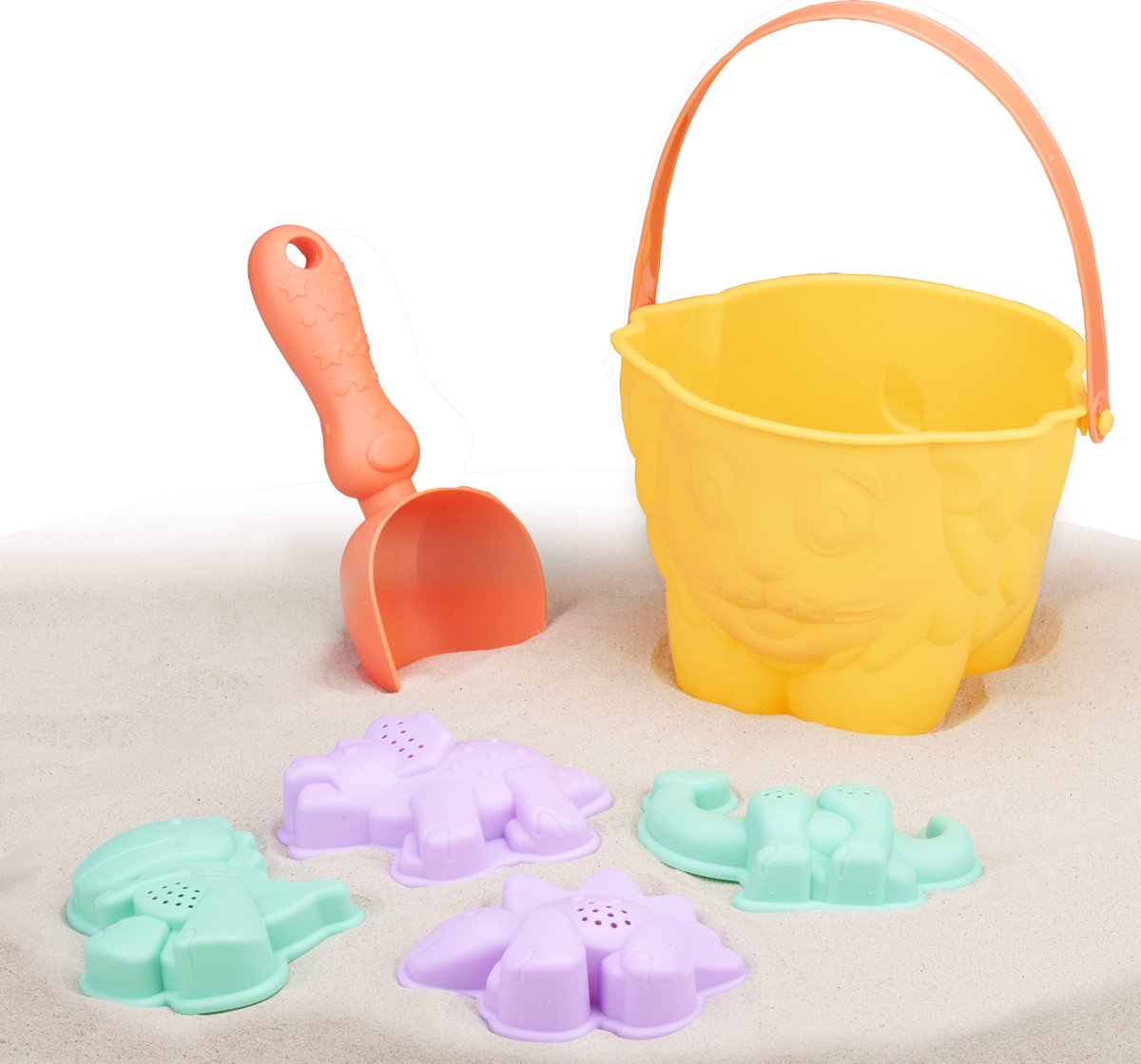 Eddy Toys Strandspeelgoed - Zandspeelgoed met Emmer, Schep en Zandvormpjes - Dierenthema