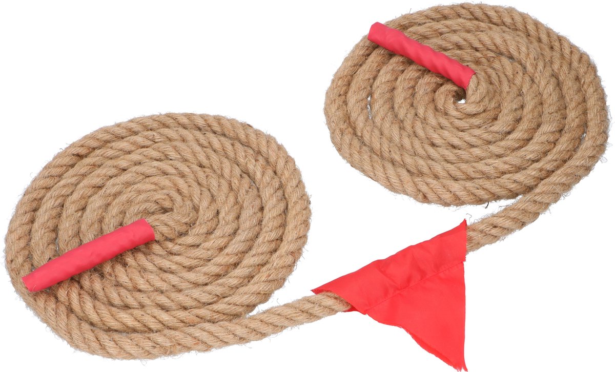     - Touwtrekken - Touw - Jute - met Handvatten en Vlag - 6 Meter
