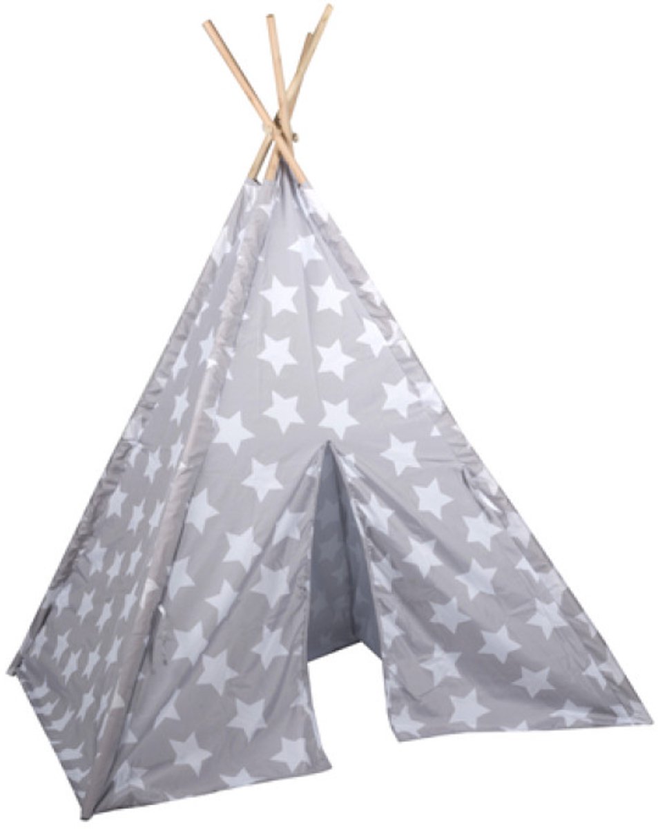 Tipi Tent Kinderen Grijs 120x120x150cm -   Meisjes -   Jongens