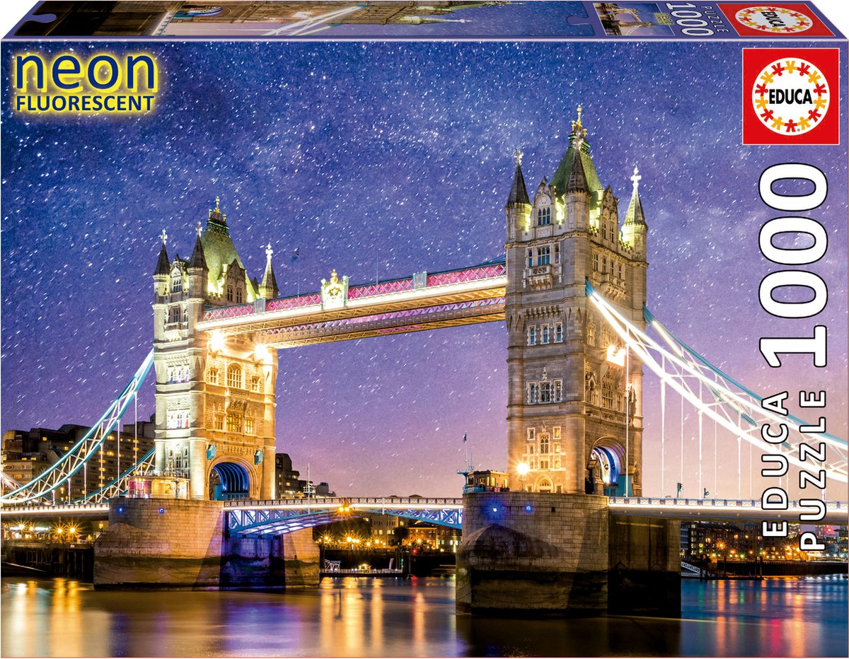 EDUCA - puzzel - 1000 stuks - TOWER BRIDGE LONDEN - NEON