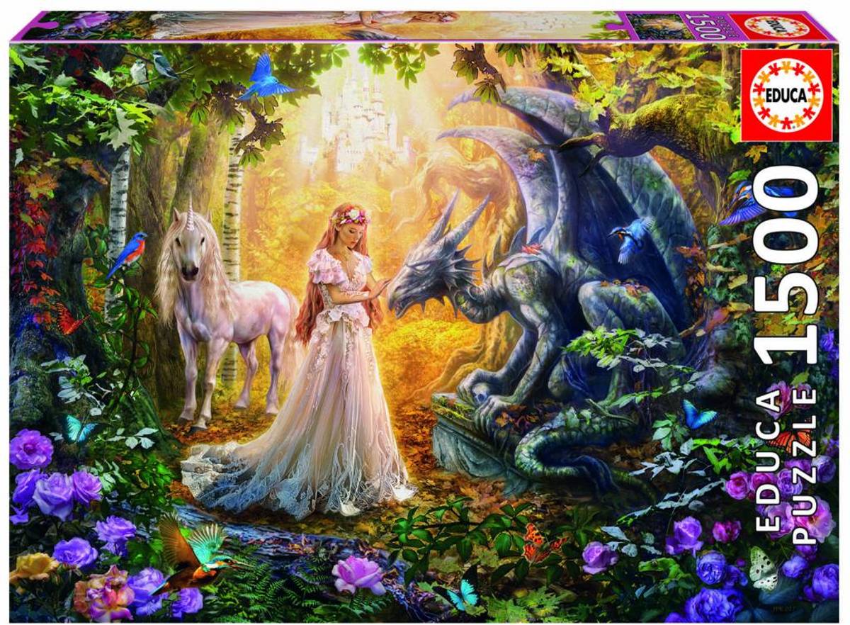 Educa De draak, de prinses en de eenhoorn - 1500 stukjes