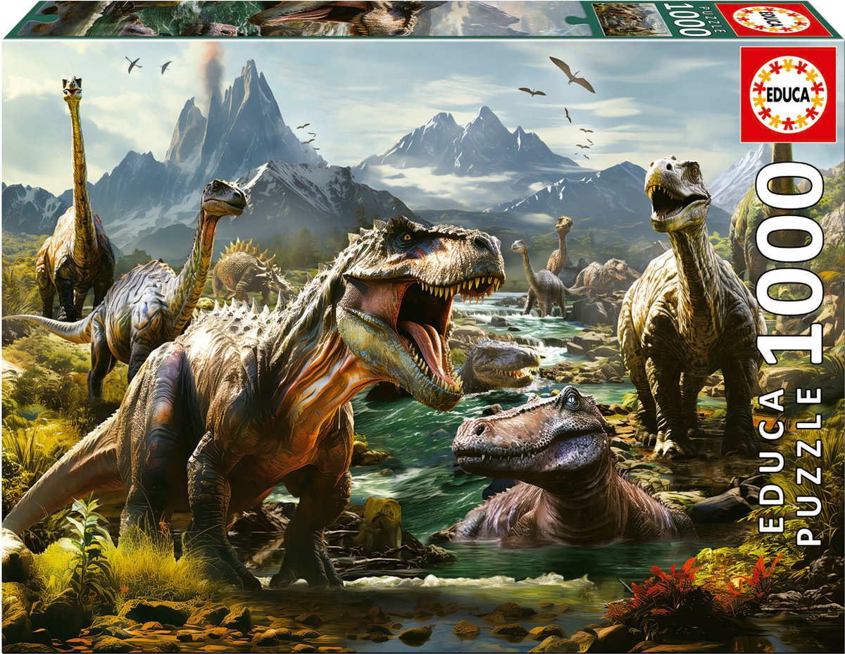 Puzzel Educa Ferocious dinosaurs 1000 Onderdelen
