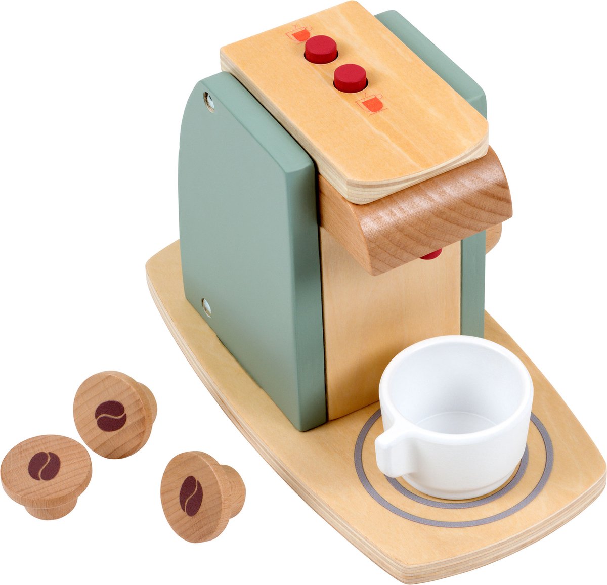 Educo Speelgoed Koffiezetapparaat - 24x14x18cm - Speelgoed keukengerei - Houten speelgoed keuken accessoires - Speelgoed Koffiezetapparaat - Speelgoed Koffiemachine/Espressomachine - Incl. 3 cups en 1 kopje - Vanaf 3 jaar