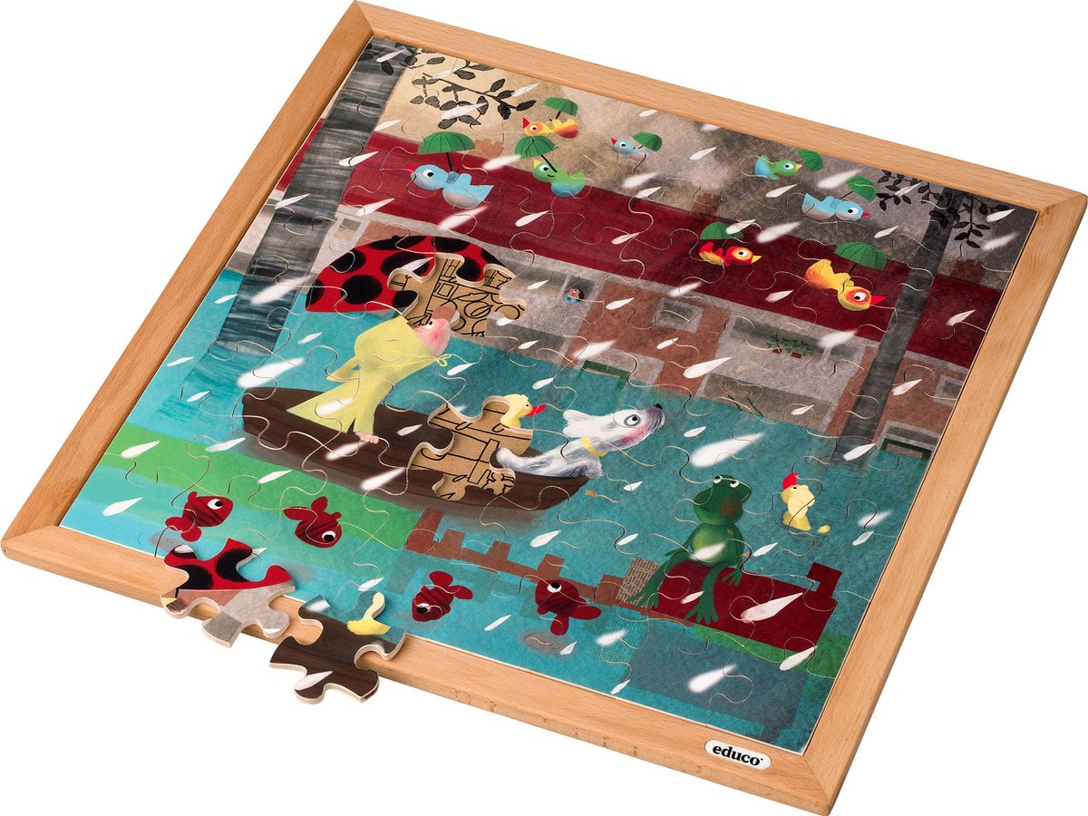 Extreem weer puzzel - Regen - 64 stukjes - Educo