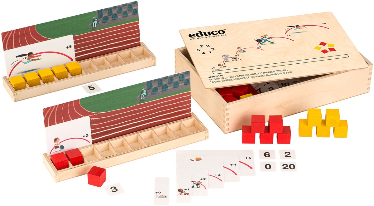 Getallen lijn Atletiek - educatief spel - in houten kist - Educo