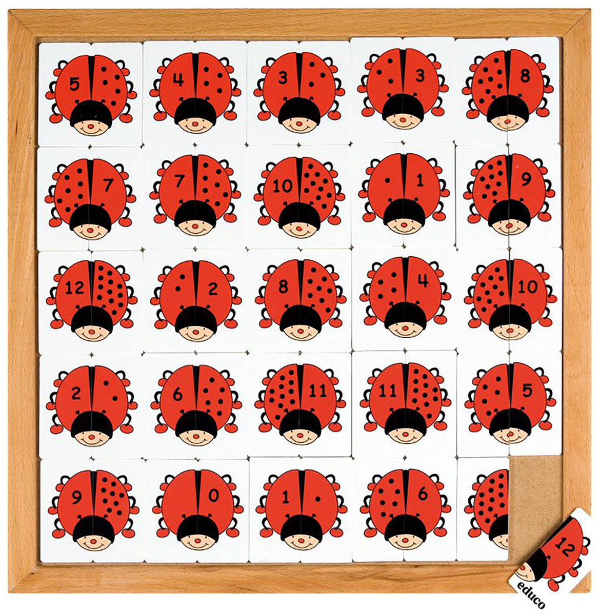 Kevertelspel in houten inlegraam 40x40cm - Leren tellen - Educo