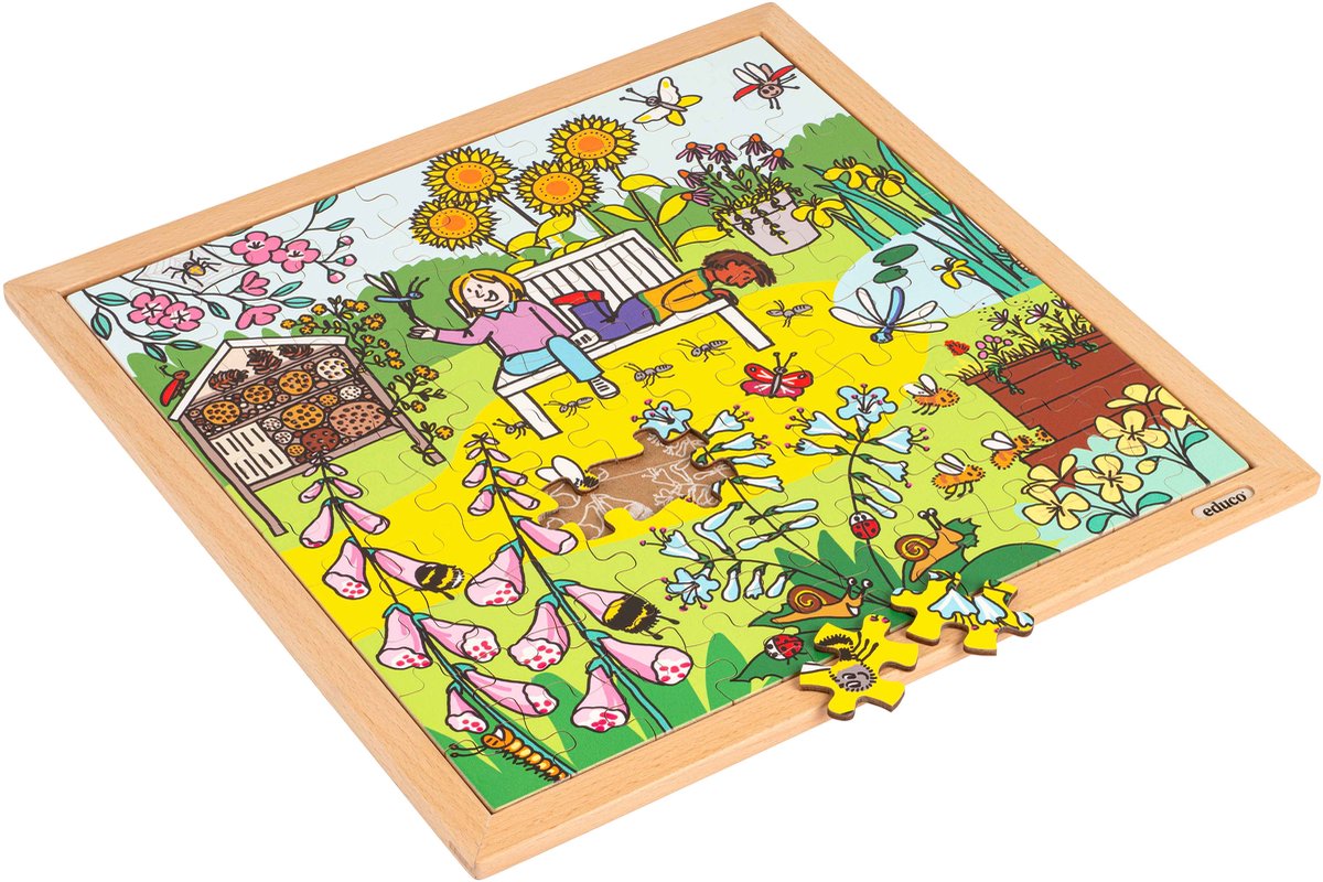 Natuur en klimaatpuzzel - Insecten tuin - Educo - Educatief speelgoed