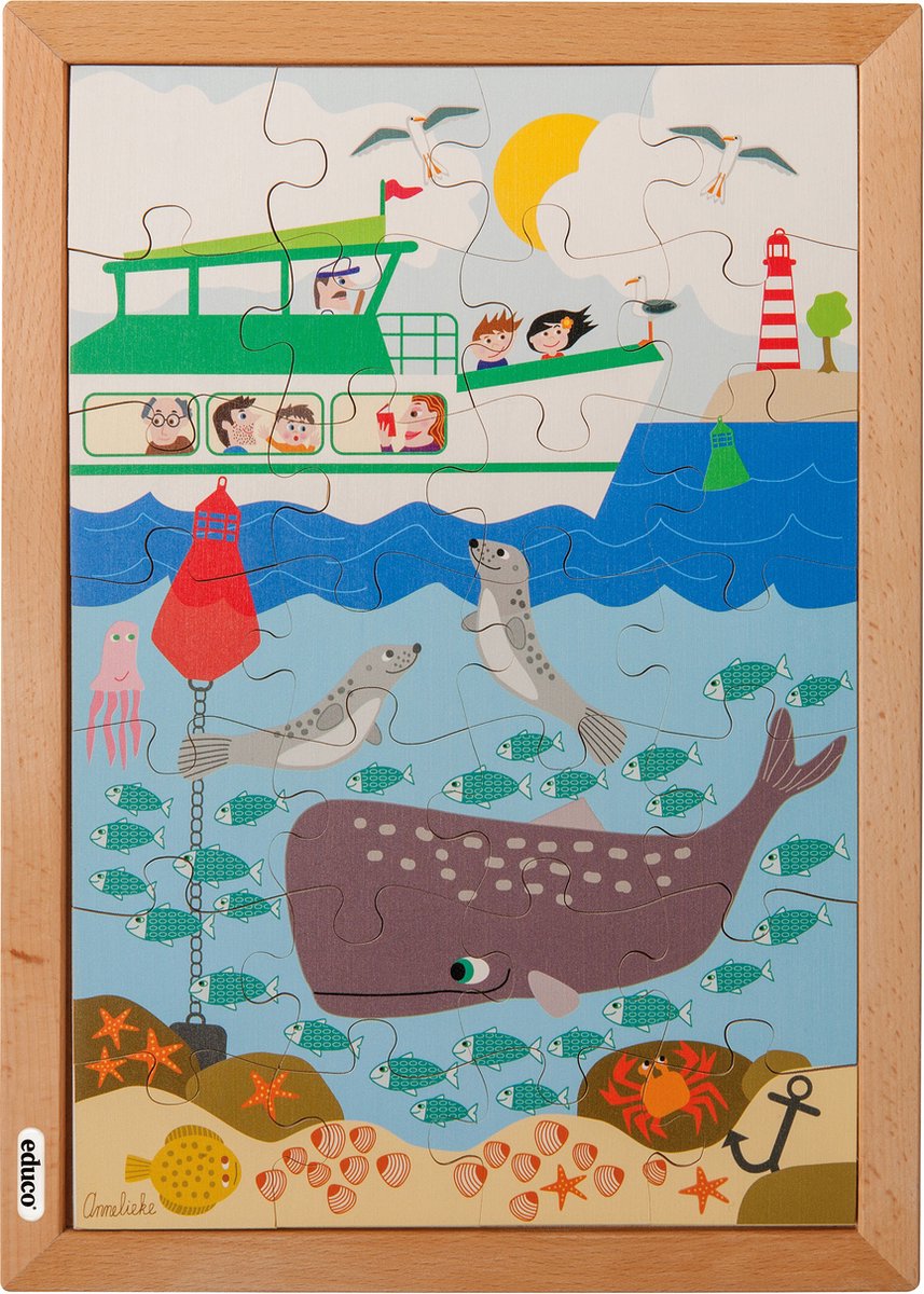 Puzzel boven en onder 28 stukjes In de zee - Educo
