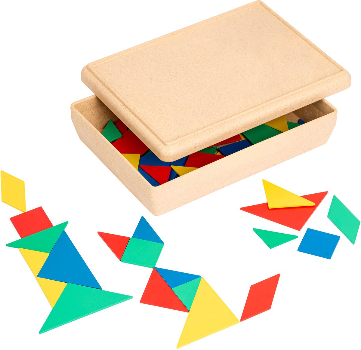 Tangram set in kist - Educo - Educatief speelgoed