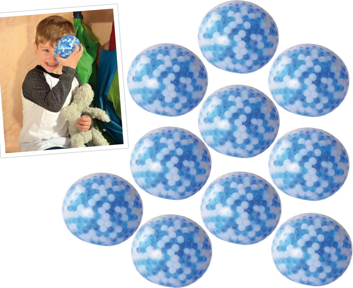 Crush bal blauw / wit set van 10 stuks