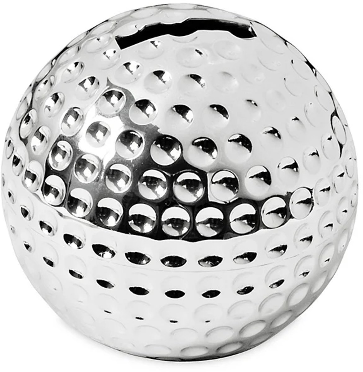 spaarpot, golfbal, hoogte 8 cm, verzilverd, aanslagbestendig