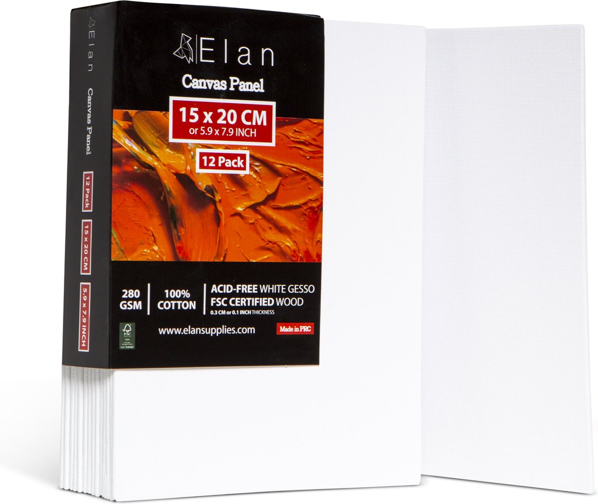 Elan Katoen Canvas Panelen 15x20 CM, 12-Pack Canvas Boards voor het Schilderen, Schilderen Canvas, Canvassen voor het Schilderen, Kunst Board Bulk Art Canvas Board Blank Canvas Panel
