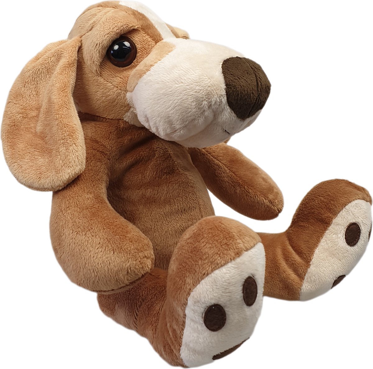 Elcee-Haly  – Unitoys – Hond Droopy nr. 1 – Knuffel – 3 tinten Bruin – 35 cm