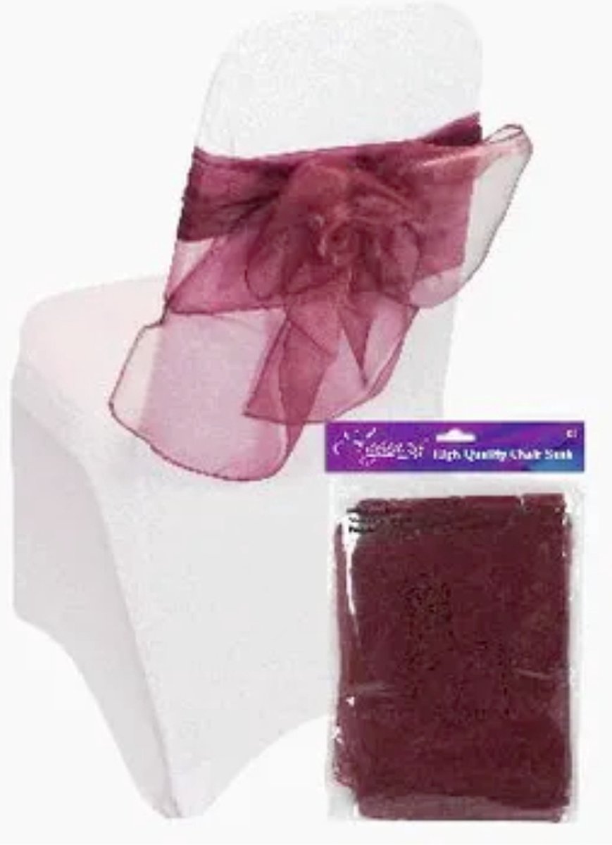 Oaktree - Organza stoelstrik burgundy - 3 m x 27 cm