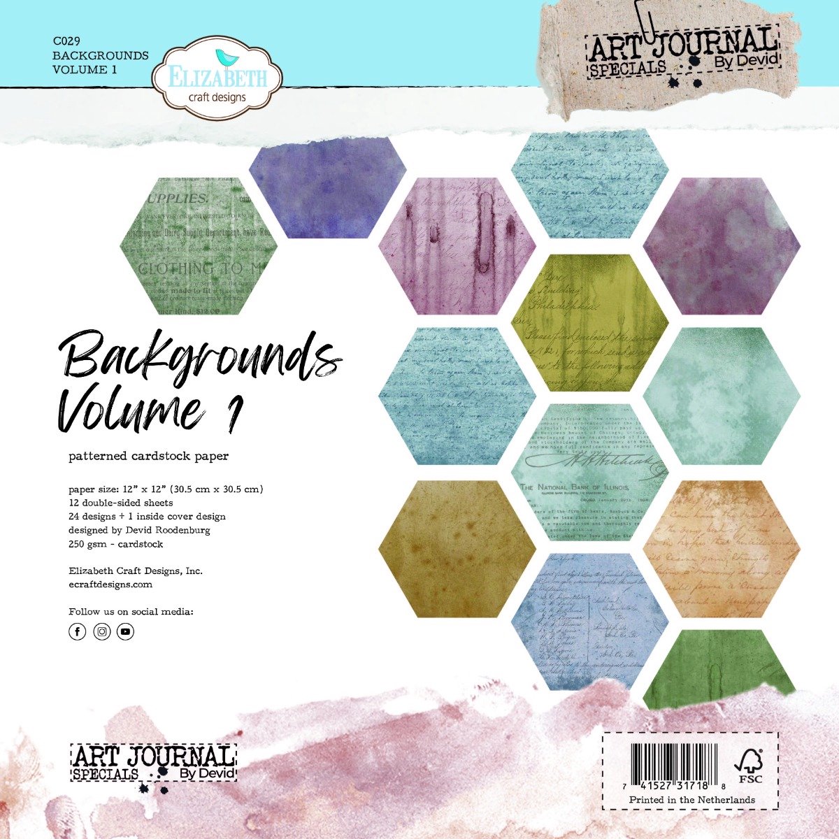ECD papierblok Backgrounds volume 1 12x12 dubbelzijdig