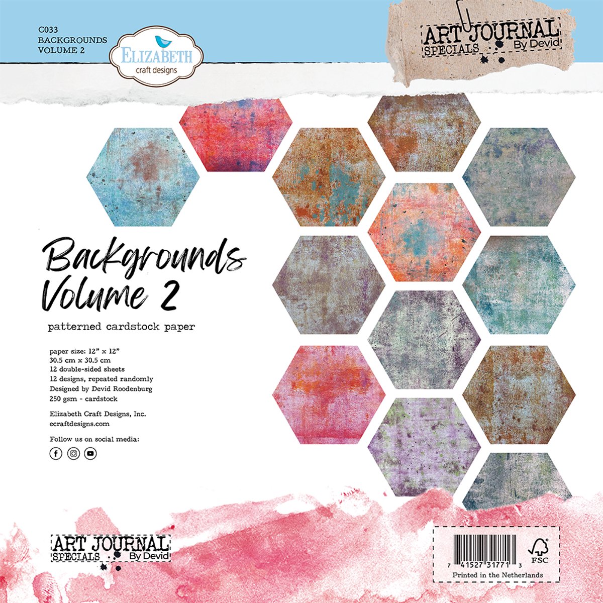 ECD papierblok Backgrounds volume 2 12x12 dubbelzijdig