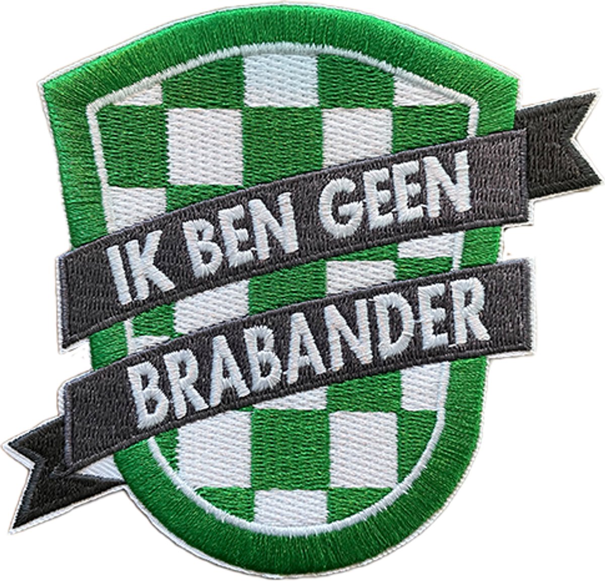 Ik Ben Geen Brabander Groen Wit - Rotterdam - Groningen - Opstrijk Embleem / Patch - Carnaval - Carnavals Emblemen