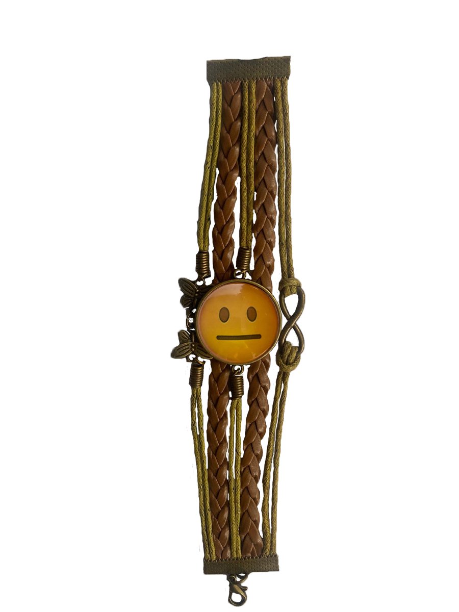 Neutral Emoji Bruine Leren armband