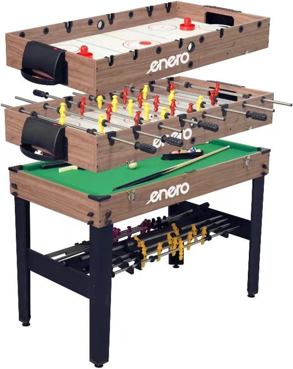 3-in-1   - biljart, tafelvoetbal, air hockey - 121x61x81 cm - verstelbare poten