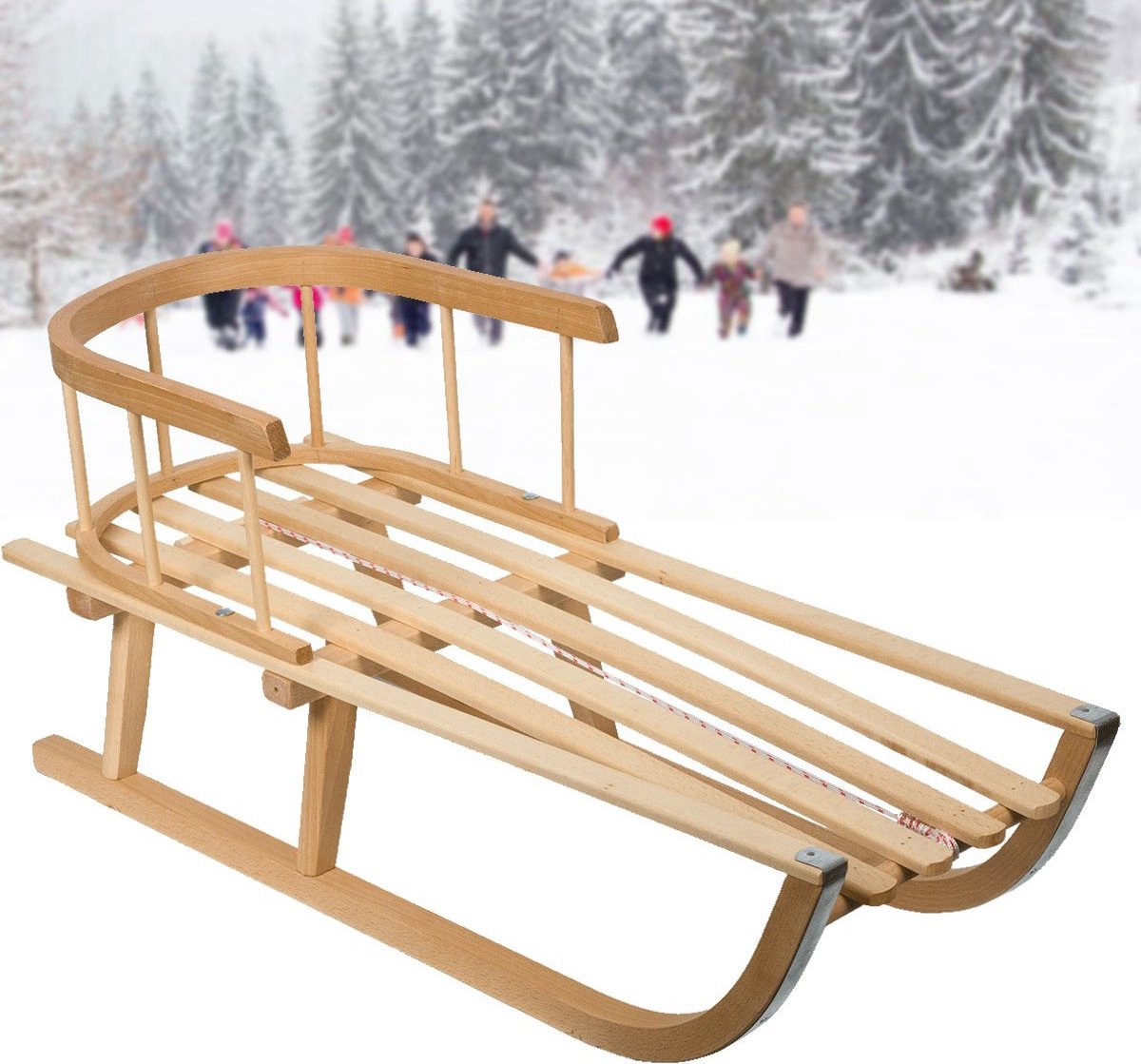 Enero - houten kinder slee -  met rugsteun - max belasting: 50KG