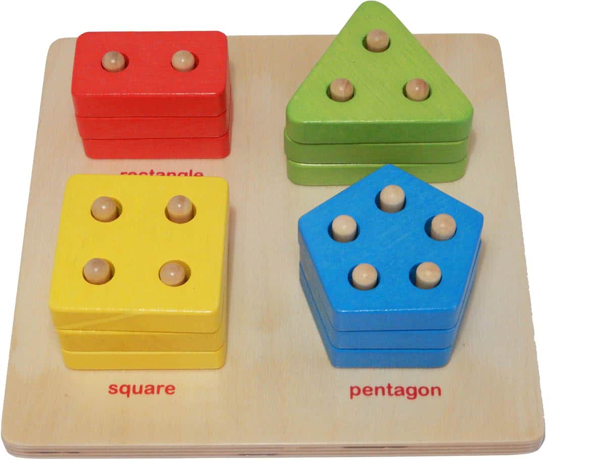 Sorteerbord geometrisch tellen - rubberhout