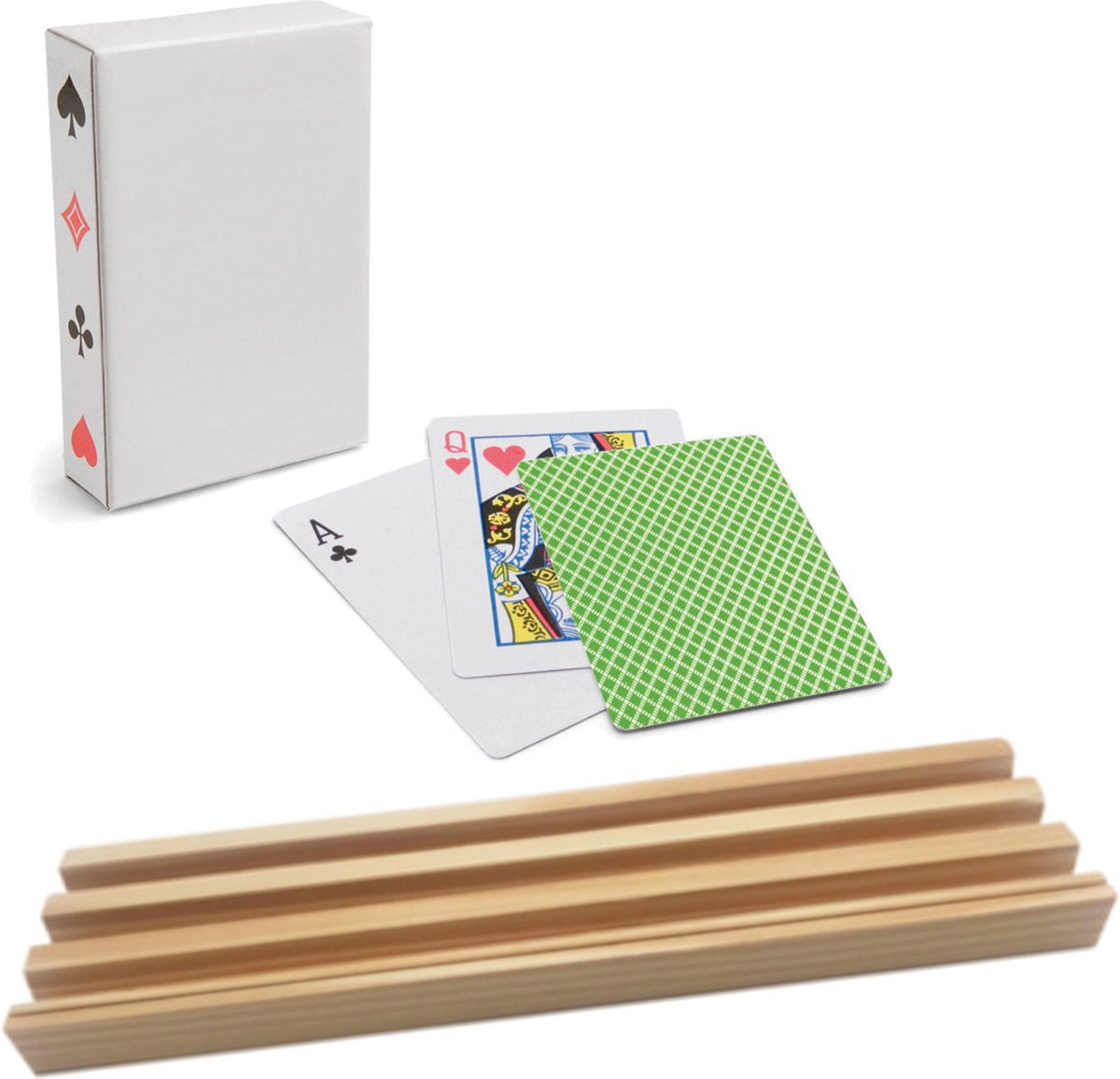 2x  s - inclusief 54 speelkaarten groen geruit - kunststof - 8,6 x 8,6 x 2,6 cm - Kaarthouders