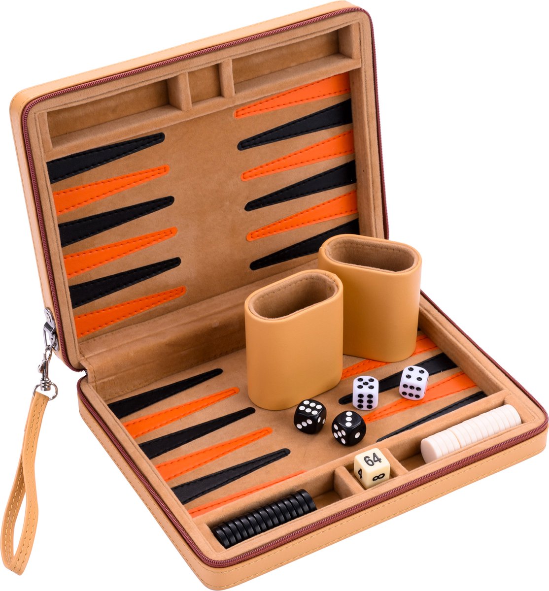 Backgammon 9 beige zipper, beige/ oranje/zwart