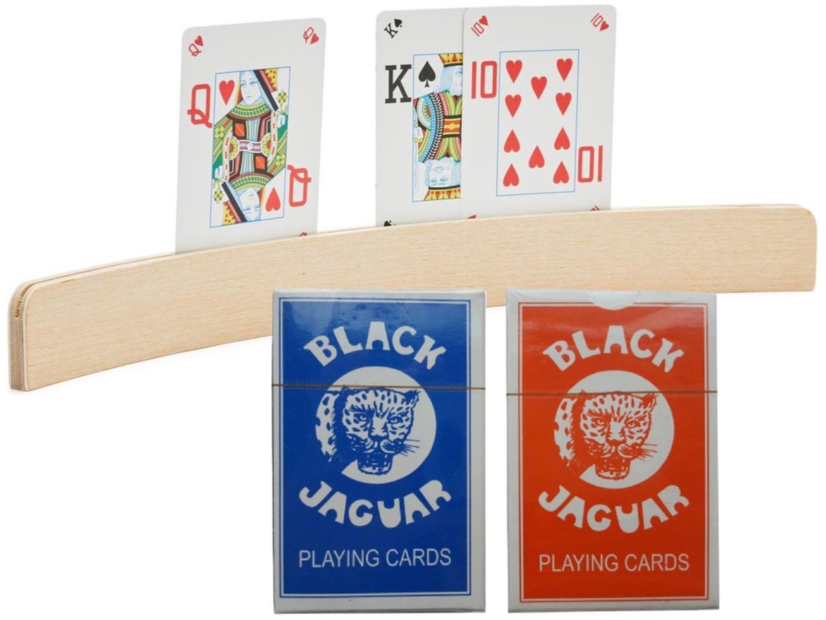   Speelkaarten houder van hout - 35 cm - met een setje speelkaarten - kaartspellen