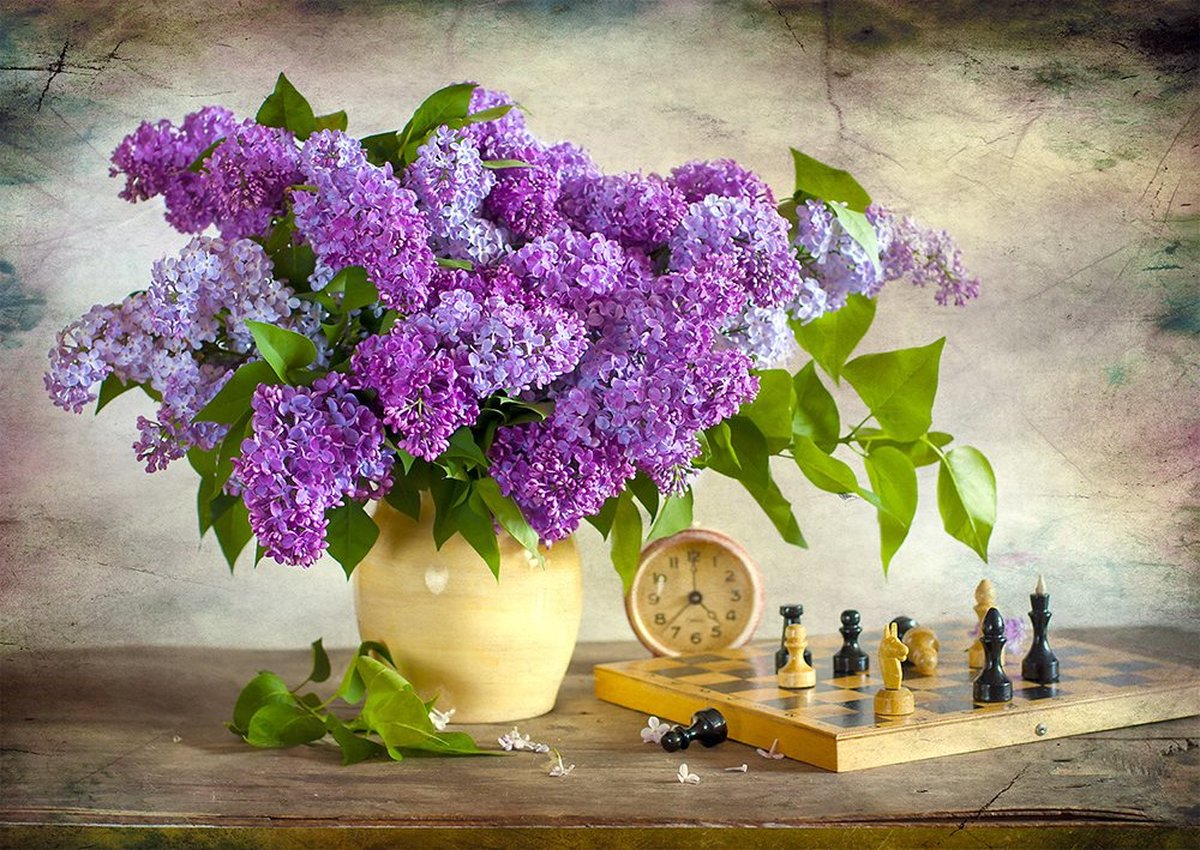 Enjoy Puzzle legpuzzel Lilac en Schaken - 1000 stukjes kleurrijk.