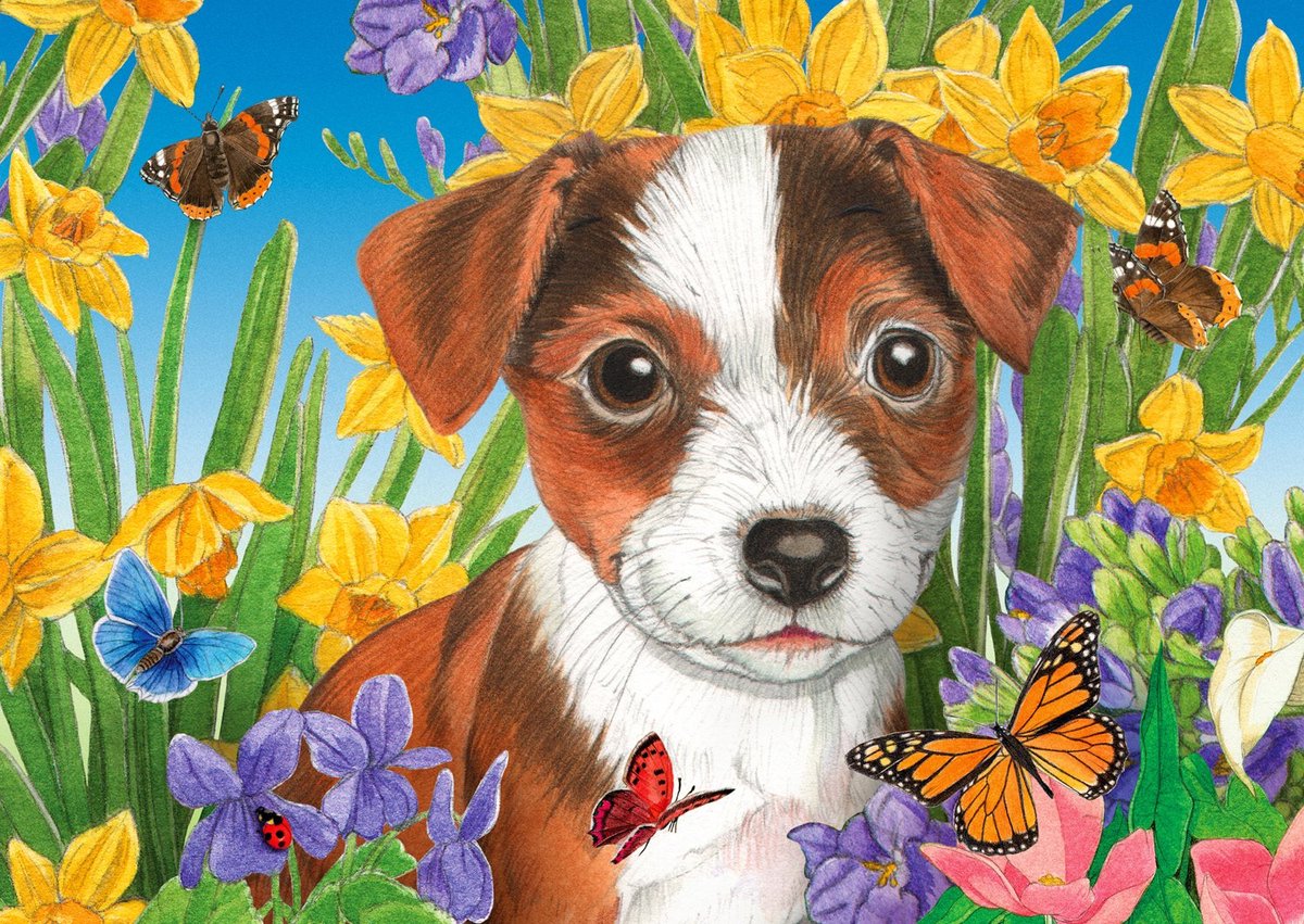 Enjoy Puzzle legpuzzel Puppy Garden - 1000 stukjes kleurrijk speelgoed.