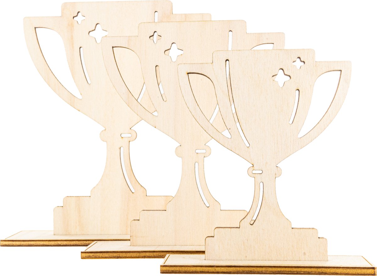 Trofee - beker - Triplex - small medium en large - 3 stuks