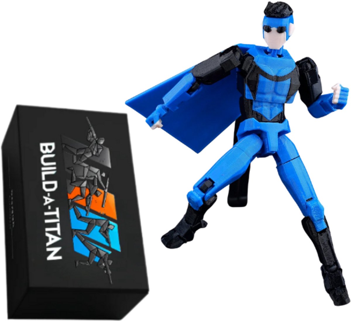 Build-a-Titan™ Blue Indestructible Super Hero – Poseerbare Anime Actiefiguur – Volledig Gemonteerd – Verwisselbare Onderdelen – 13 cm