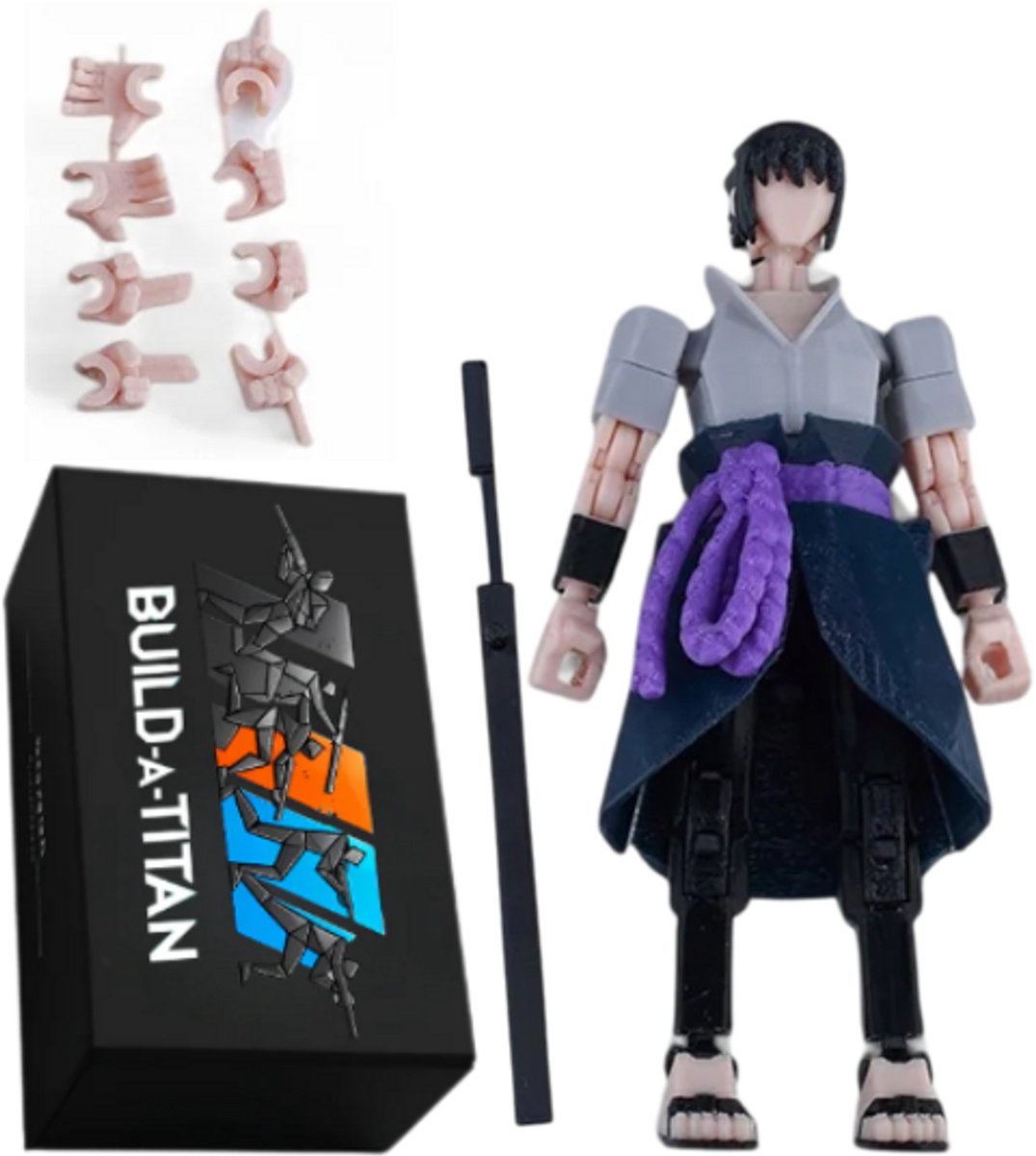 Build-a-Titan™ Shadow Ninja – Poseerbare Actiefiguur met Zwaard – Volledig Gemonteerd – Anime-Inspiratie – Verwisselbare Handen – 13 cm