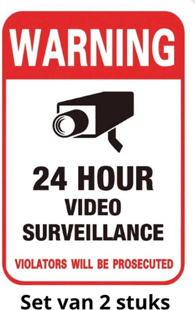 Enluxe Sticker camerabewaking - UV & Waterproof - Camerabewaking sticker - Verplicht bij camera of slimme deurbel - Videobewaking sticker - 2 Stuks