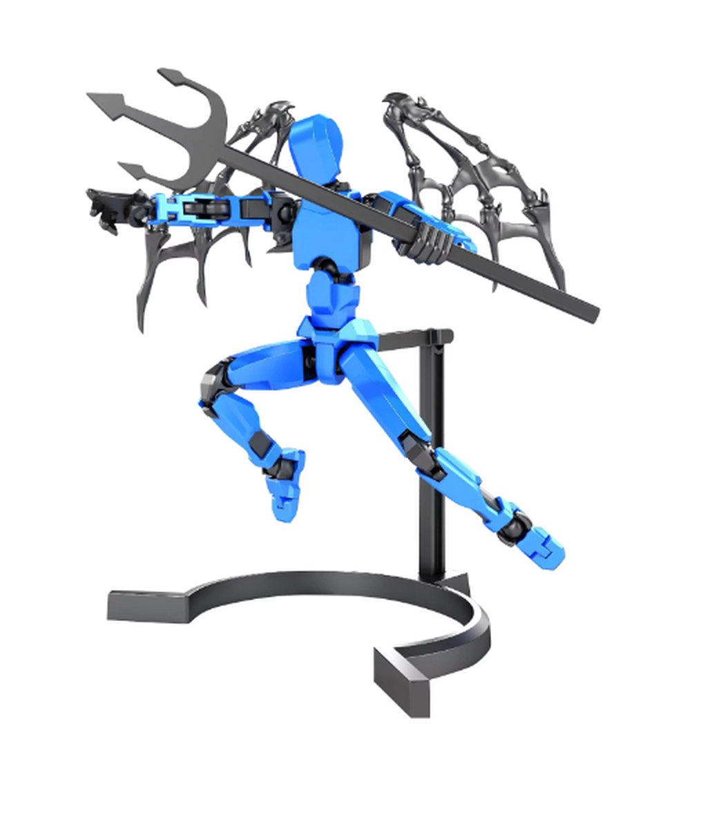 Enluxe T13 Stick Figure – Inclusief Vleugels en Stand – DIY Set Blauw/Zwart