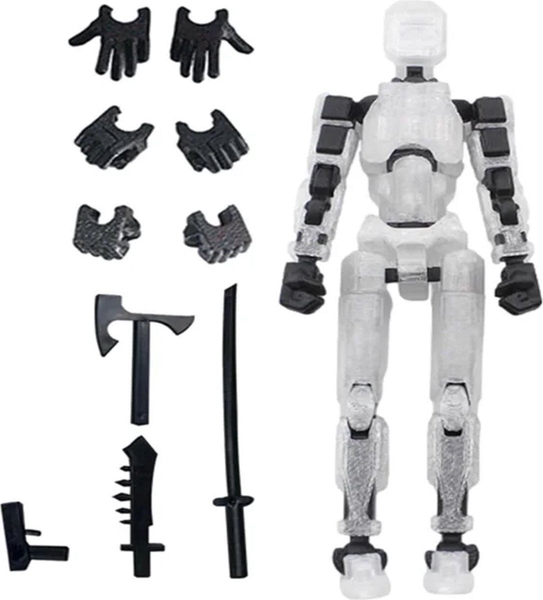 Enluxe Transparante T13 Stick Action Figure DIY – Flexibele Beweegbare Pop, Verwisselbare Handen en Speelgoedwapens, Creëer je Eigen Gevechtsscene, Perfect voor Kinderen en Verzamelaars