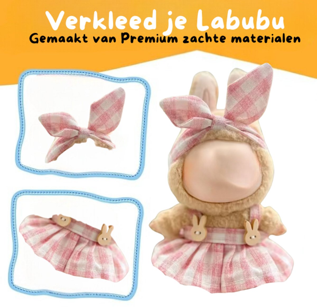 Roze Rok Kleding – Cute Outfit Accessoire Geschikt voor Labubu (Pop Niet Inbegrepen)