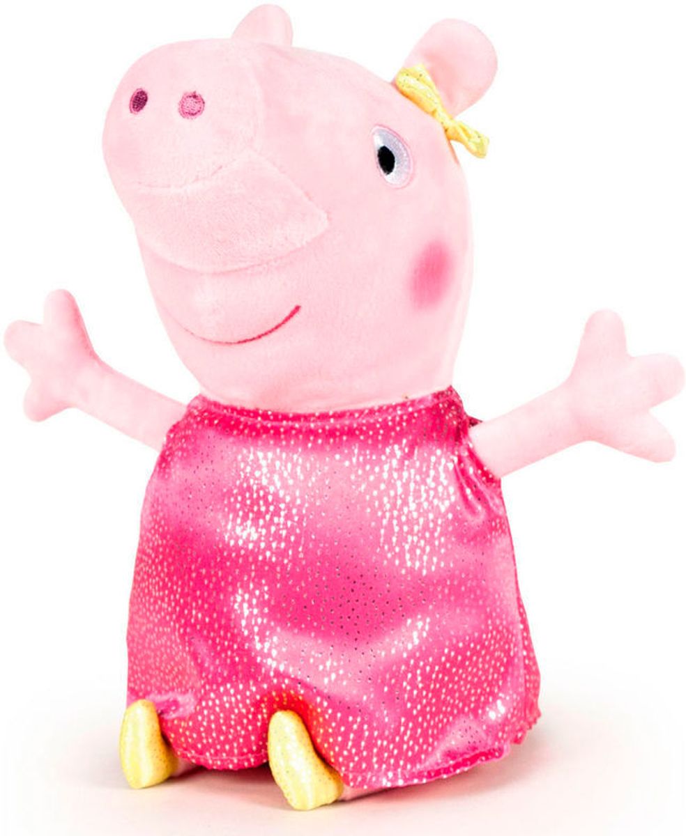 Knuffel van Peppa Big, roze glitterjurkje 27 cm