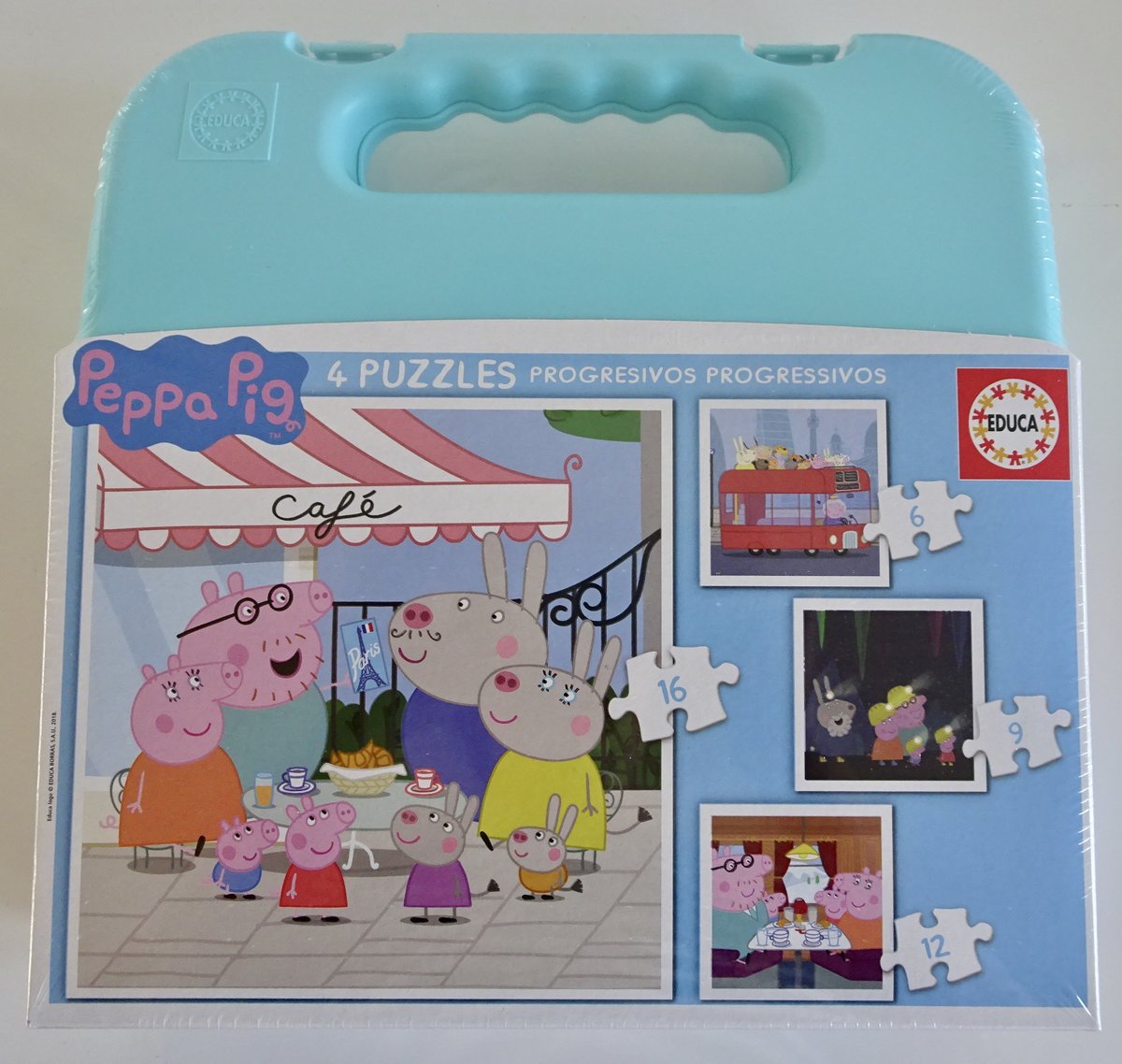 Set van puzzels van Peppa Big in koffer