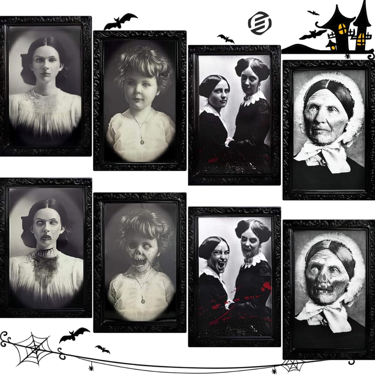 Equivera Halloween Decoratie - Halloween Versiering - Horror Versiering - voor Binnen en Buiten - Spin, Heks, Skelet, Pompoen en Spoken - 2024