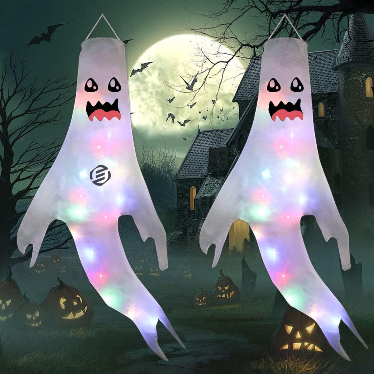 Equivera Halloween Decoratie - Halloween Versiering - Horror Versiering - voor Binnen en Buiten - Spin, Heks, Skelet, Pompoen en Spoken - 2024