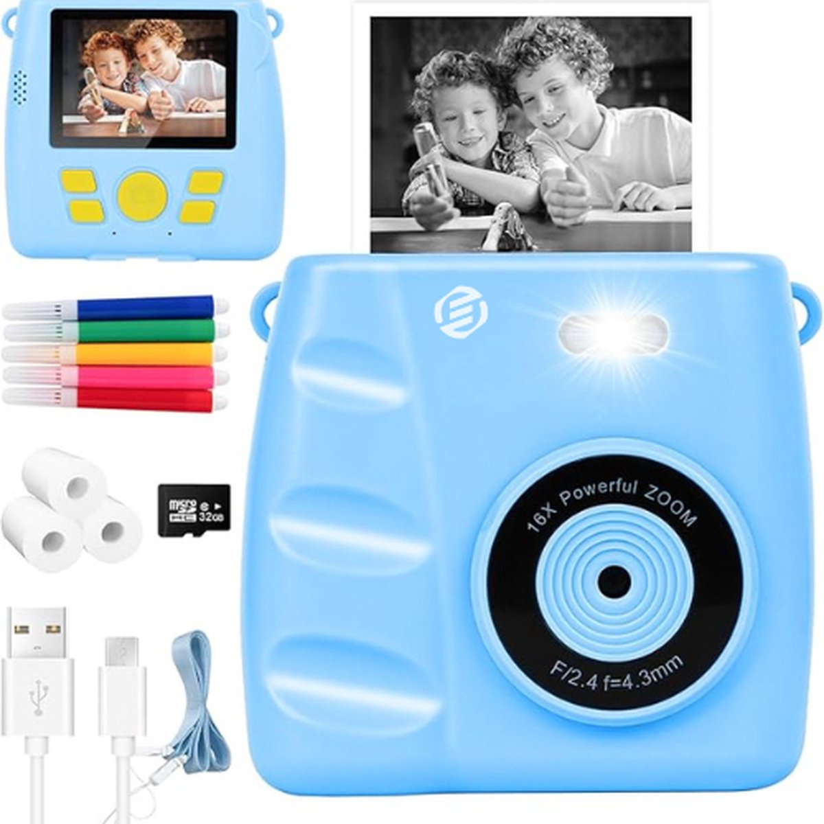   Kindercamera met Foto Printer - Kindercamera - Printcamera - Digitale Camera Kinderen - Speelgoed Camera