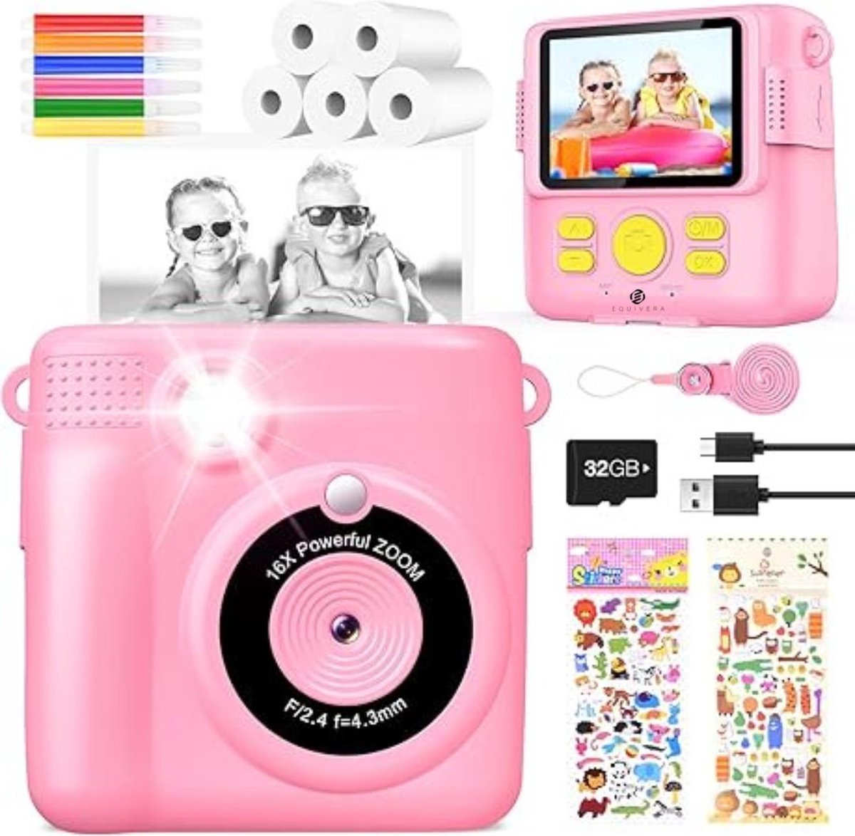   Kindercamera met Foto Printer - Kindercamera - Printcamera - Digitale Camera Kinderen - Speelgoed Camera