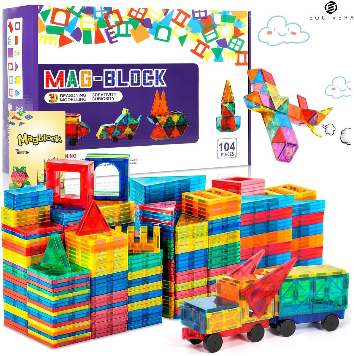 Equivera Magnetic Tiles - Magnetisch Speelgoed - Magnetic Tiles Speelgoed - Magnetisch Speelgoed Tegels