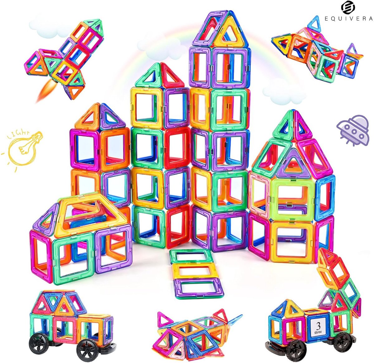 Equivera Magnetic Tiles - Magnetisch Speelgoed - Magnetic Tiles Speelgoed - Magnetisch Speelgoed Tegels